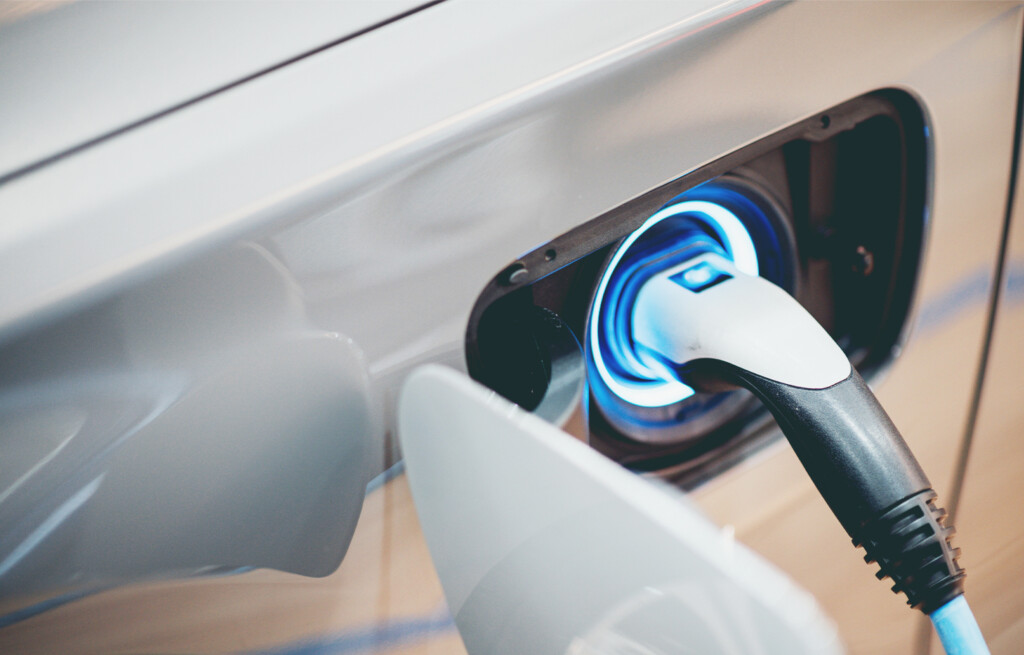 charging cable connected to EV